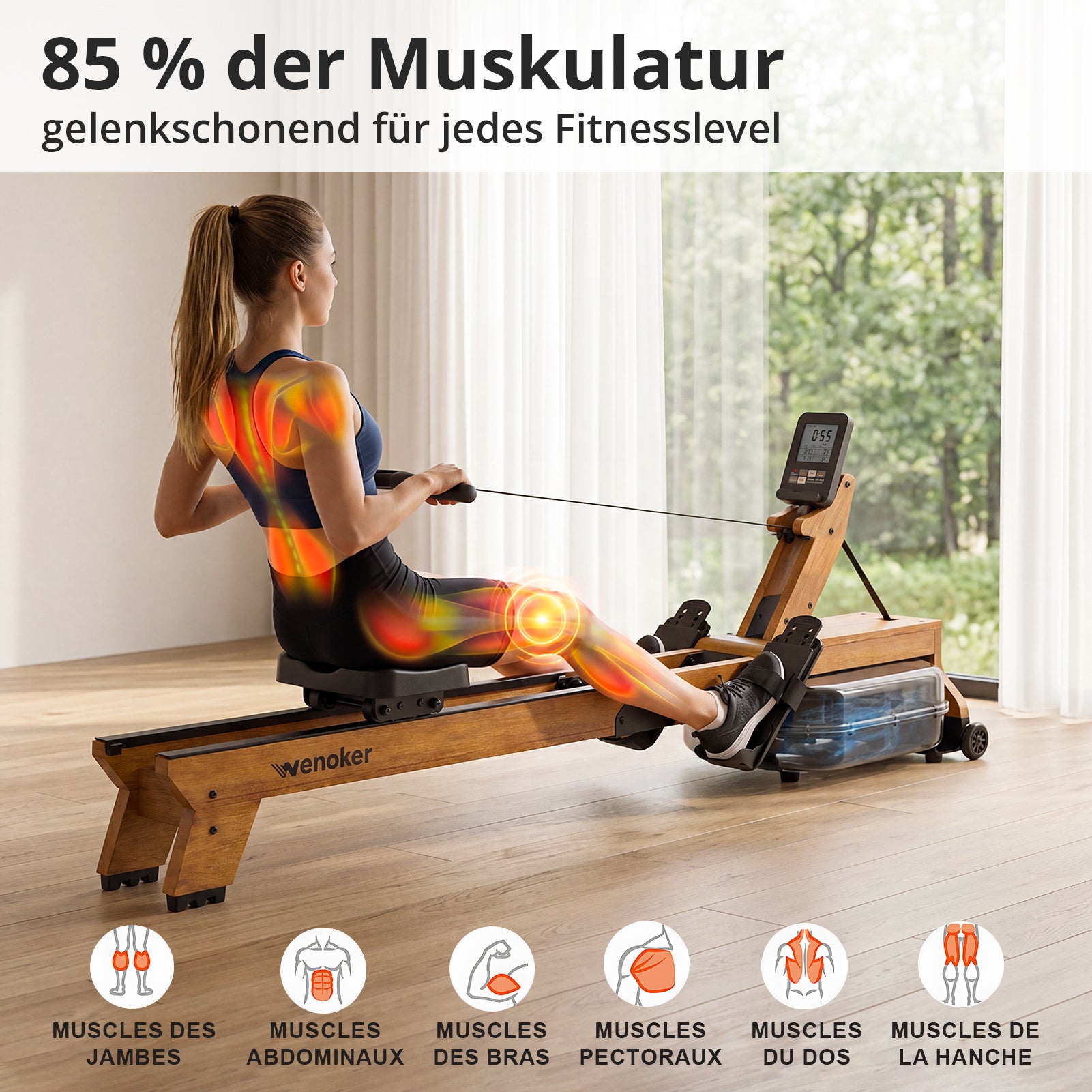 Wenoker RW623-50 Wasserwiderstand Holz-Rudergerät