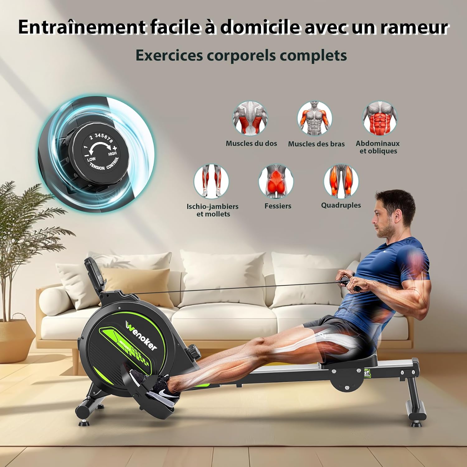 Wenoker Magnetic Rowing Machine H300 (Green)